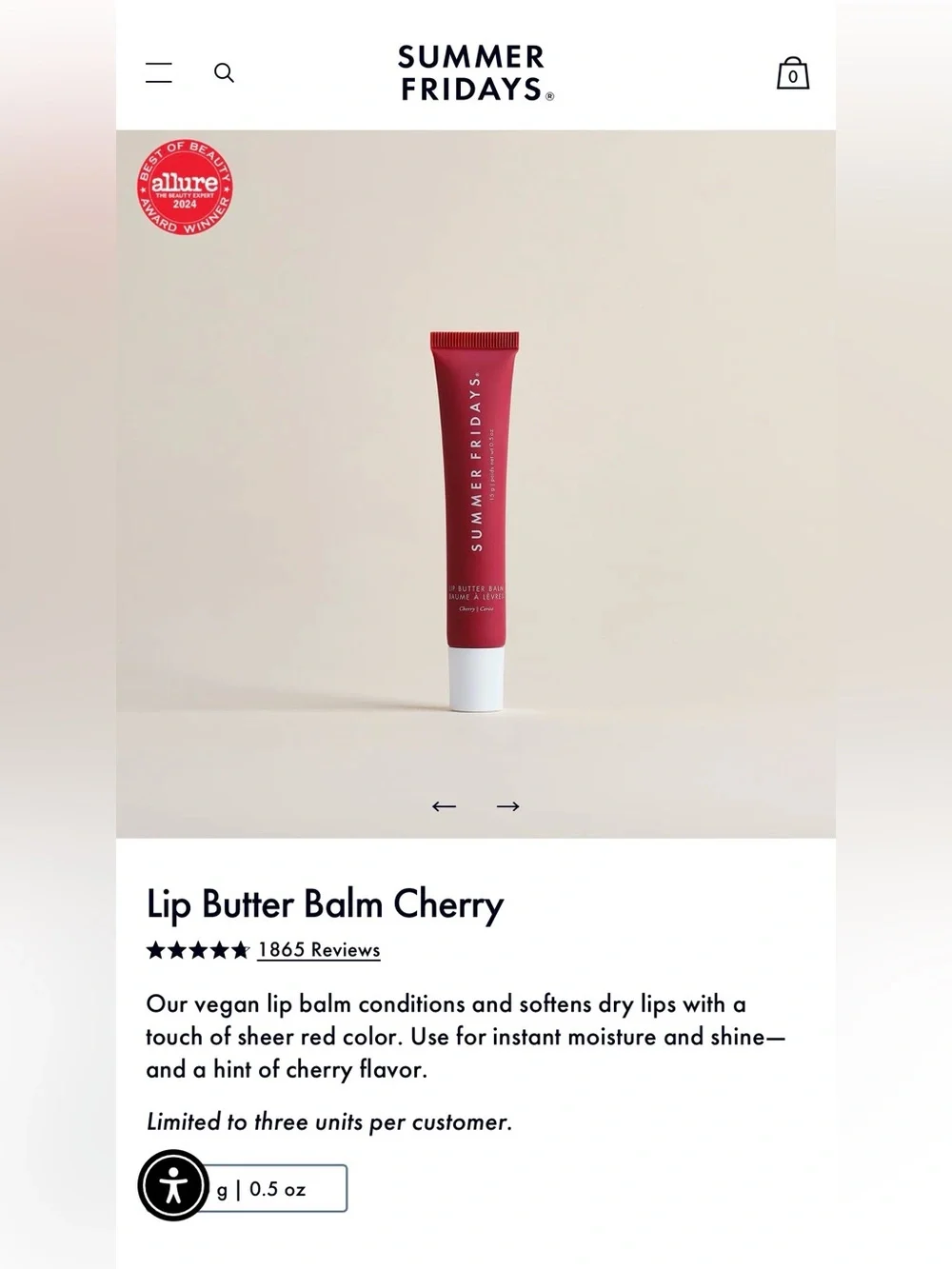 Set of 2: Summer Fridays Lip Butter Balm - Cherry